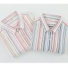 Mens Linen Striped Breathable Loose LS Shirt Fresh