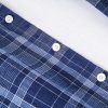 Mens Loose Fit Plaid Linen Shirt Long Sleeve Breathable Casual Spring