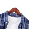 Mens Loose Fit Plaid Linen Shirt Long Sleeve Breathable Casual Spring