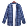 Mens Loose Fit Plaid Linen Shirt Long Sleeve Breathable Casual Spring