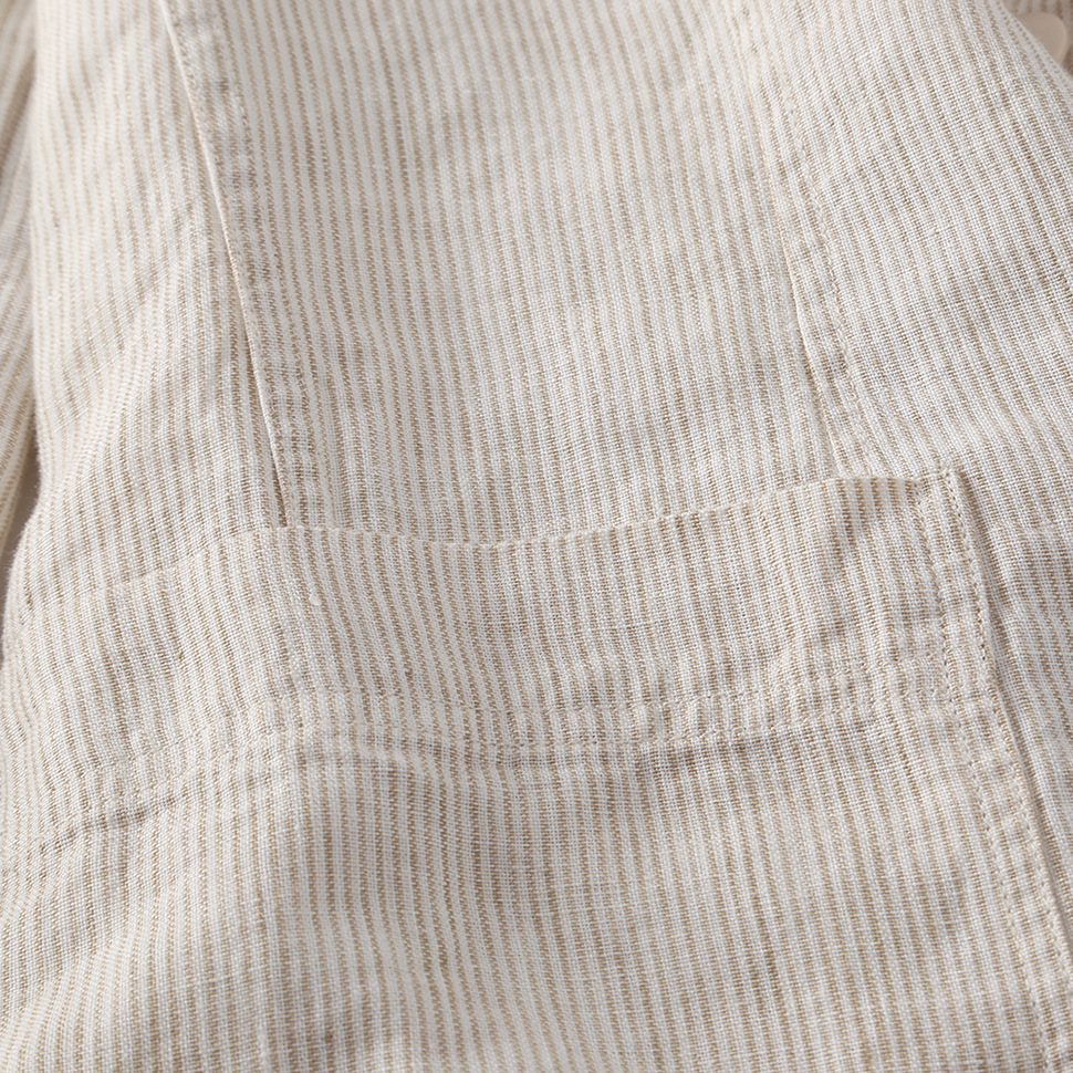 Mens Linen Striped Blazer Breathable Loose Casual