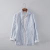 Mens Linen Striped Blazer Breathable Loose Casual
