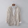 Mens Linen Striped Blazer Breathable Loose Casual