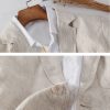 Mens Linen Striped Blazer Breathable Loose Casual