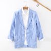 Mens Stonewash Linen Blazer Breathable Relaxed Multi Pocket Casual