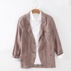 Mens Stonewash Linen Blazer Breathable Relaxed Multi Pocket Casual