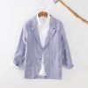Mens Stonewash Linen Blazer Breathable Relaxed Multi Pocket Casual