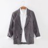 Mens Stonewash Linen Blazer Breathable Relaxed Multi Pocket Casual