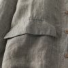 Mens Linen Shirt Loose Breathable Minimalist Long Sleeve Button Pockets