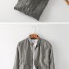 Mens Linen Shirt Loose Breathable Minimalist Long Sleeve Button Pockets