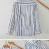 Mens Striped Linen Long Sleeve Button Down Loose Breathable Shirt