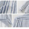 Mens Striped Linen Long Sleeve Button Down Loose Breathable Shirt