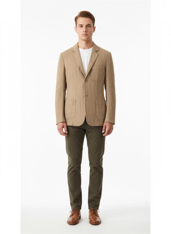 Mens Linen Blazer Loose Fit Breathable Multi-Pocket