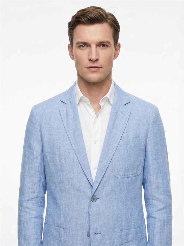 Mens Linen Casual Blazer Lightweight Breathable Loose 2Button Solid