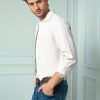 Mens Linen Shirt Loose Fit Button Down Long Sleeve Breathable