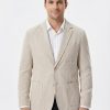 Mens Linen Striped Blazer Breathable Loose Casual