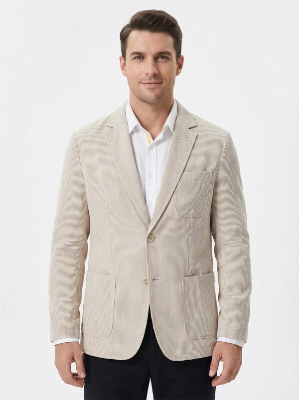Mens Linen Striped Blazer Breathable Loose Casual