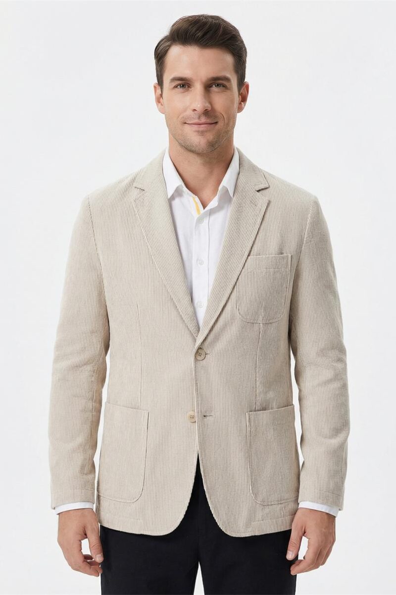 Mens Linen Striped Blazer Breathable Loose Casual