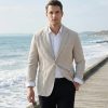 Mens Linen Striped Blazer Breathable Loose Casual