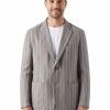 Mens Linen Striped Casual Blazer Loose Fit Breathable