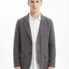 Mens Stonewash Linen Blazer Breathable Relaxed Multi Pocket Casual