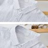 Mens Loose Linen Stripe Long Sleeve Shirt TurnDown Collar Breathable
