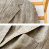 Mens Linen Blazer Breathable Loose Fit Khaki Multi Pocket Casual Jacket