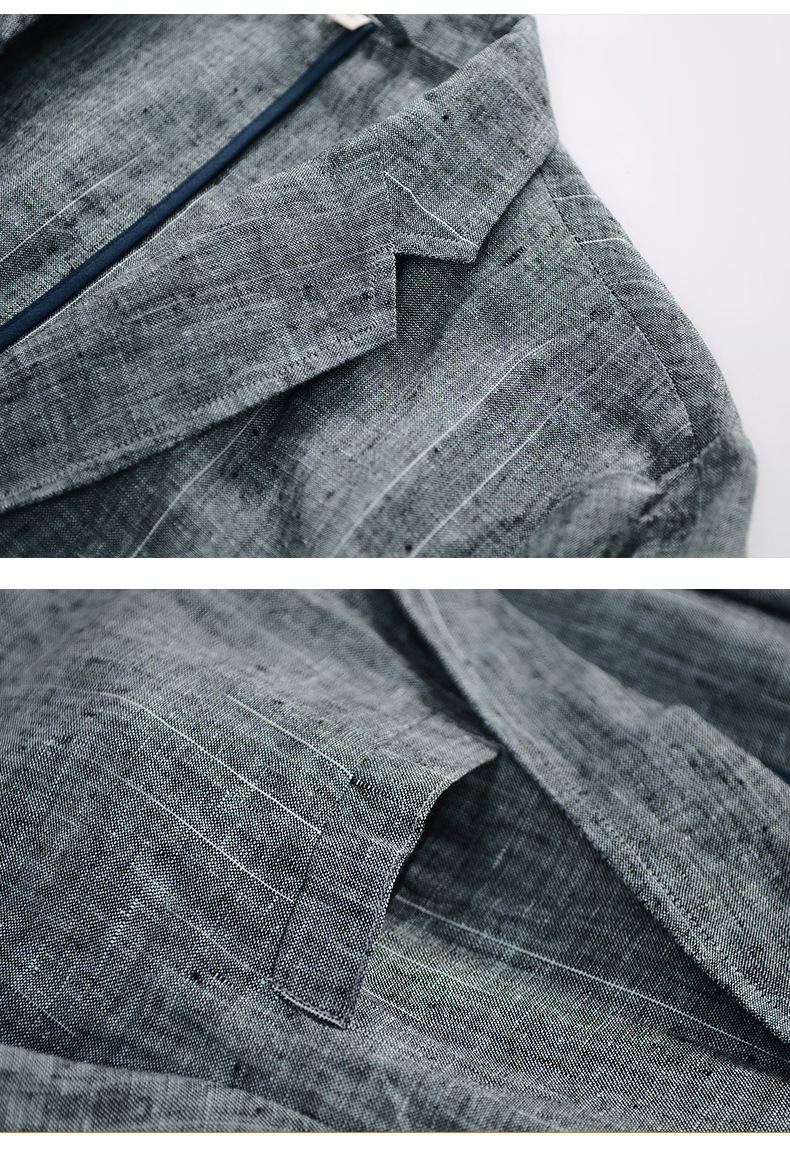 Mens Linen Casual Blazer Loose Fit Breathable Multi Pocket