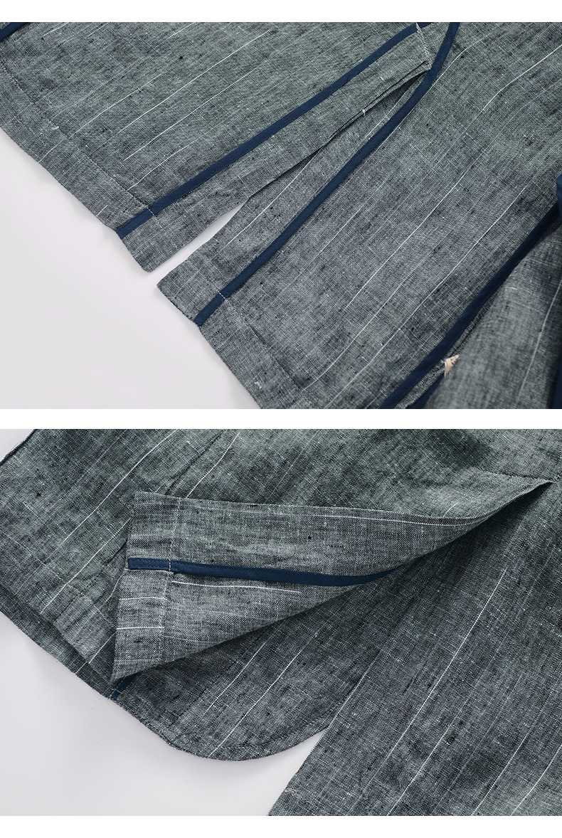 Mens Linen Casual Blazer Loose Fit Breathable Multi Pocket