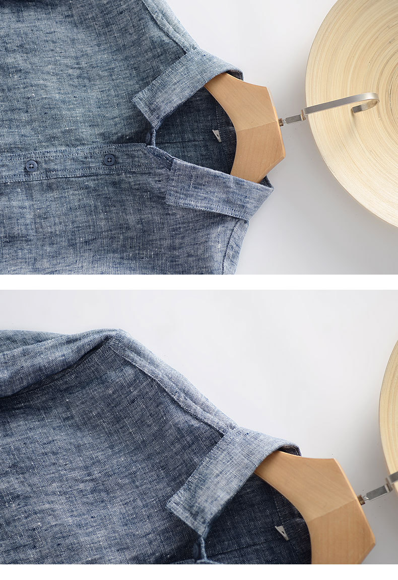 Mens Relaxed Linen Shirt ButtonDown Long Sleeve Breathable Pocket