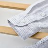 Mens Loose Linen Stripe Long Sleeve Shirt TurnDown Collar Breathable