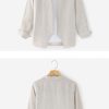 Mens Linen Shirt Loose Fit Button Down Long Sleeve Breathable
