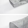 Mens Linen Shirt Loose Long Sleeve Pointed Collar Stone Washed Casual