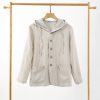 Mens Linen Hooded Shirt Loose Breathable Casual SandWashed Pocket