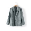 Mens Linen Casual Blazer Loose Fit Breathable Multi Pocket