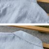 Mens Loose Linen Long Sleeve Shirt Turn-down Breathable Stone Wash