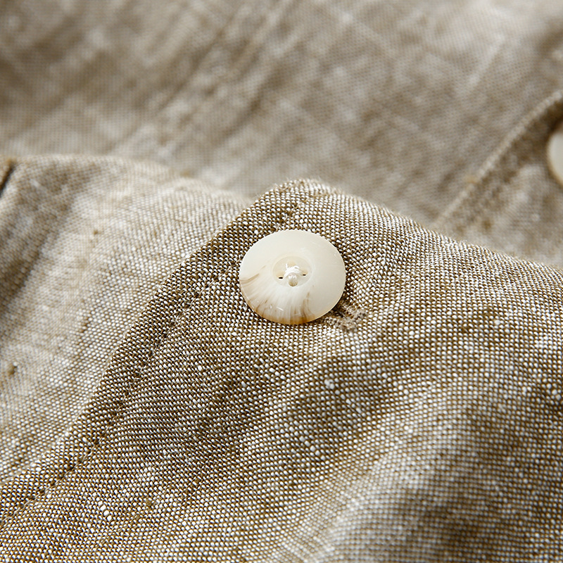 Mens Linen Blazer Breathable Loose Fit Khaki Multi Pocket Casual Jacket