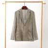 Mens Linen Blazer Breathable Loose Fit Khaki Multi Pocket Casual Jacket