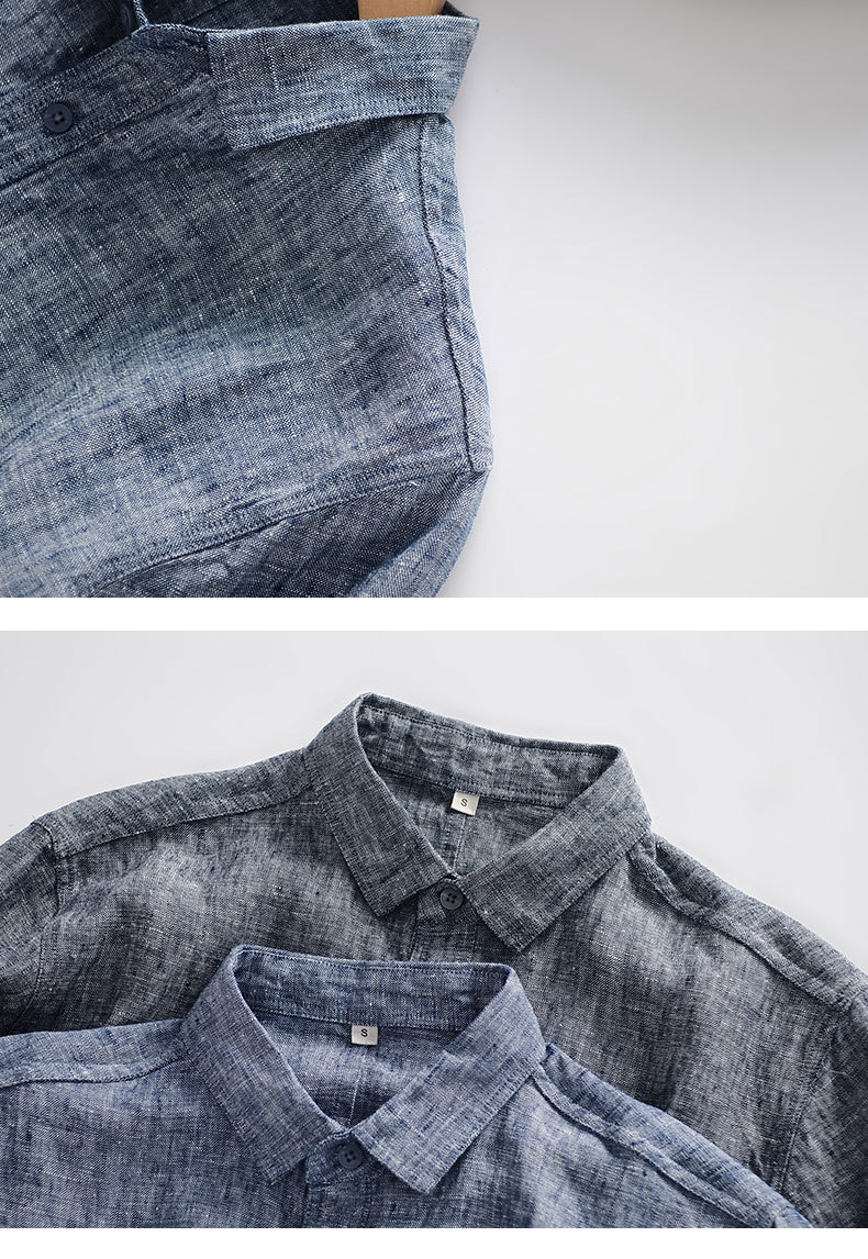 Mens Relaxed Linen Shirt ButtonDown Long Sleeve Breathable Pocket