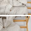 Mens Linen Hooded Shirt Loose Breathable Casual SandWashed Pocket