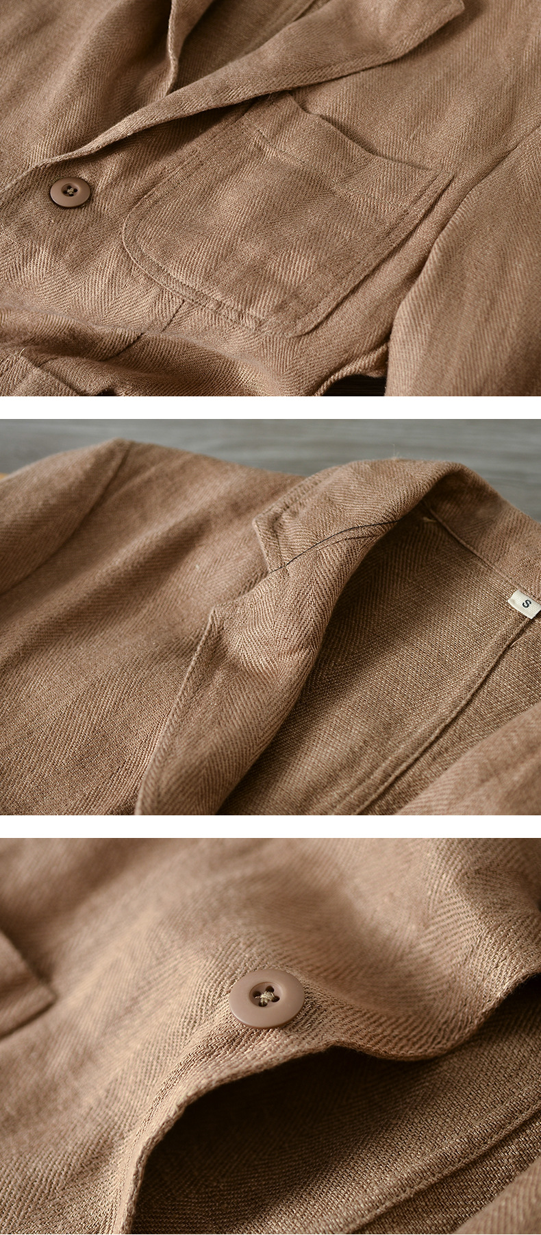 Mens Linen Blazer Loose Fit Breathable Multi-Pocket