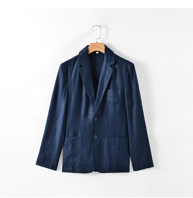 Mens Linen Casual Blazer Lightweight Breathable Loose 2Button Solid