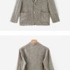 Mens Linen Blazer Breathable Loose Fit Khaki Multi Pocket Casual Jacket