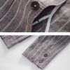 Mens Linen Striped Casual Blazer Loose Fit Breathable