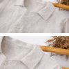 Mens Linen Shirt Loose Fit Button Down Long Sleeve Breathable