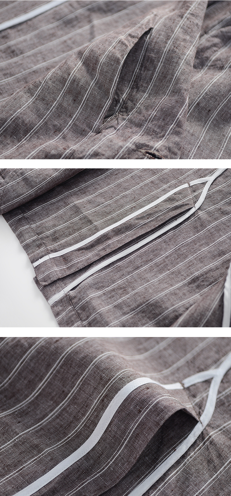 Mens Linen Striped Casual Blazer Loose Fit Breathable