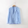 Mens Linen Casual Blazer Lightweight Breathable Loose 2Button Solid