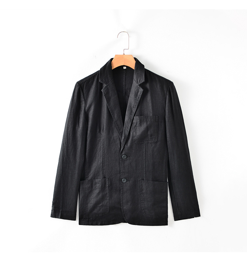 Mens Linen Casual Blazer Lightweight Breathable Loose 2Button Solid