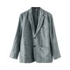 Mens Linen Casual Blazer Loose Fit Breathable Multi Pocket
