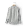 Mens Linen Shirt Loose Long Sleeve Pointed Collar Stone Washed Casual